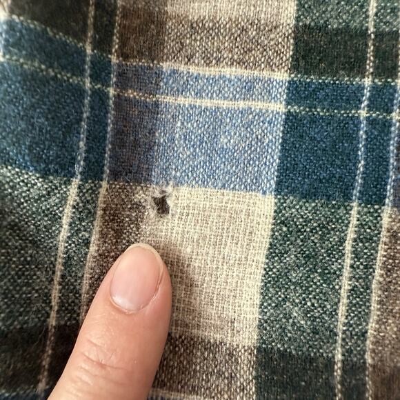 Vintage Pendleton Board Shirt Men Lg Blue Brown Wool Loop Collar Flannel 60s - Picture 7 of 14